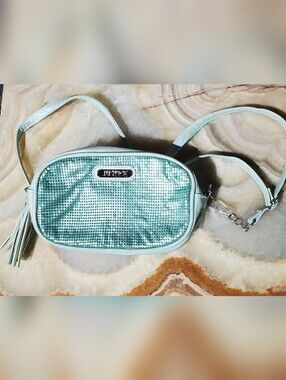 Justice Light Teal Crossbody Bag with Sequined Front